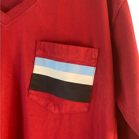 Victoria’s Secret PINK Red Long-Sleeve V-Neck Tee Size XS Casual Logo Top - Picture 5 of 6